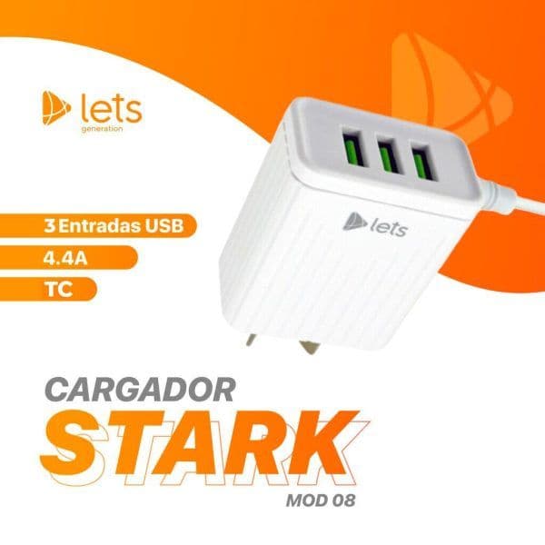 Cargador 220V LETS – 3 USB + Cable tipo C