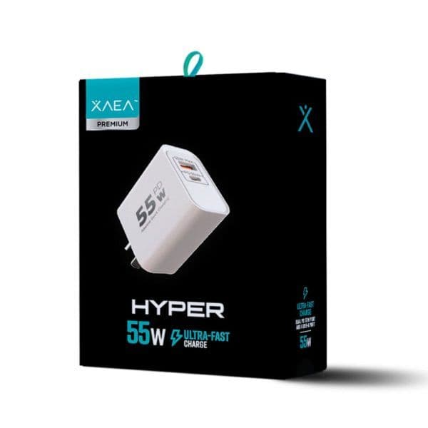 Adaptador - Cargador 220V - 1 USB + 1 Tipo C - HYPER