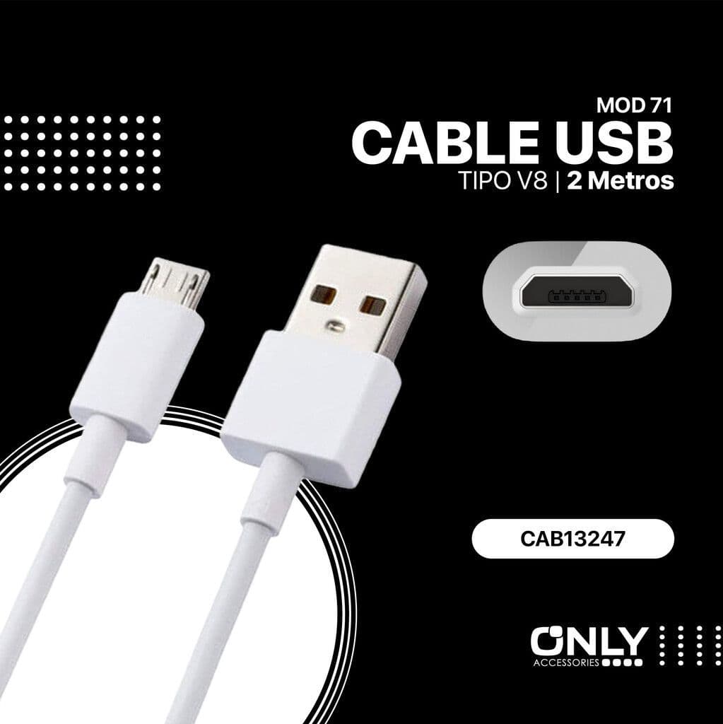 Cable USB a V8 - MOD 71 - 1,5 m.