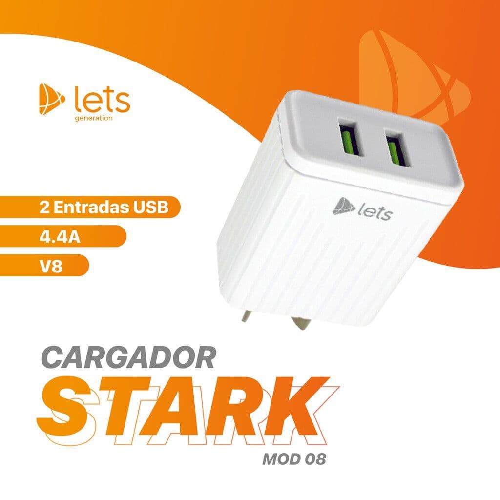 Cargador 220V LETS - 2 USB + cable V8